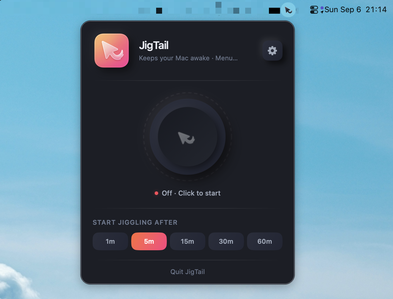 JigTail popover in dark mode, off